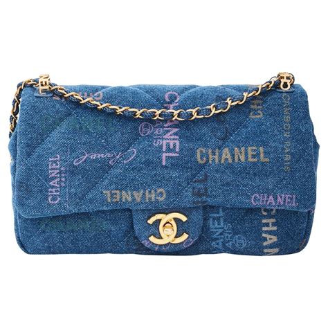 chanel printed denim bag